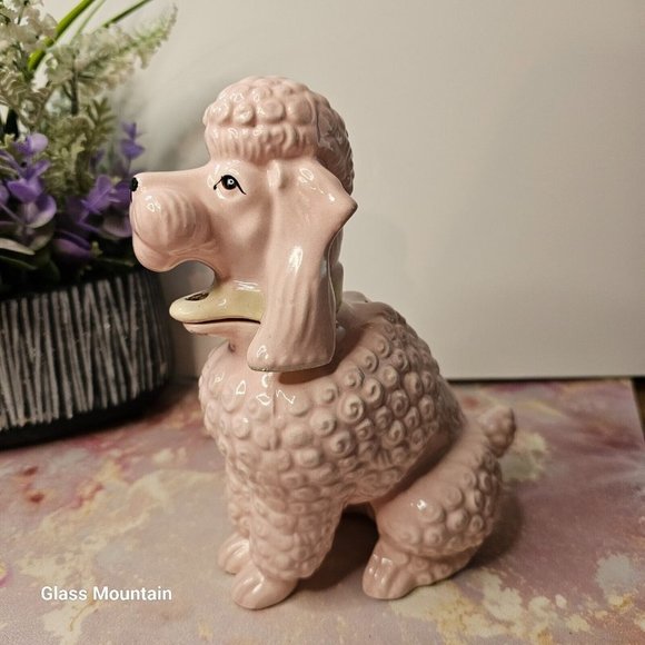 SOLD - Victoria Ceramics Vintage 1950s Glazed Pink French Poodle Coin Money Bank - Picture 3 of 10